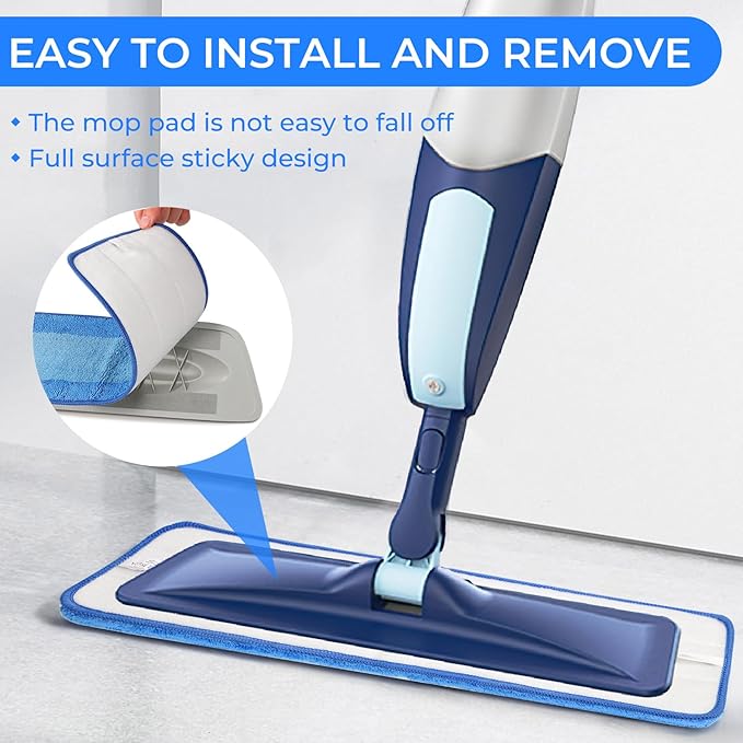 Wlich 3 Pack Microfiber Cleaning Pads are Compatible with Bona Mop,18 Inch Replaceable Mop Pad Refill,Washable & Reusable Blue Microfiber Mop Pads for Hardwood and Hard-Surface Floors | Washable Reusable Microfiber; Wet & Dry Cleaning; For Hardwood And...