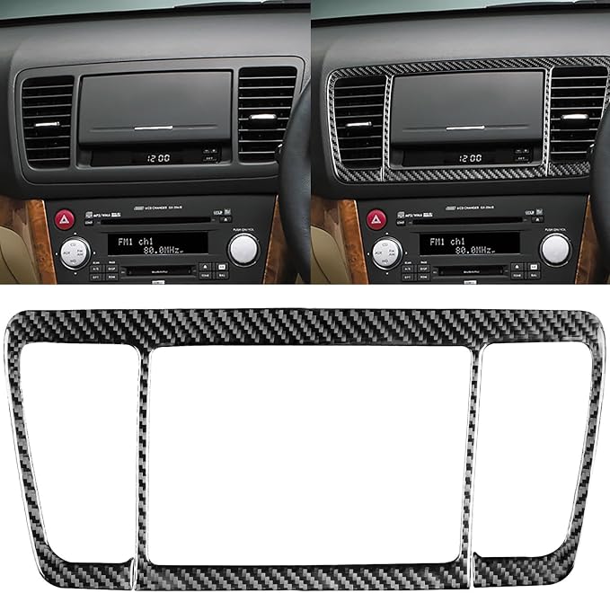 JKYUKU Real Carbon Fiber for Subaru Accessories Center Air Condition Vent | for Legacy/Outback 2005-2009, Black Center Air Condition Vent Sticker, Easy Installation/Removal, Tool-Free Installation