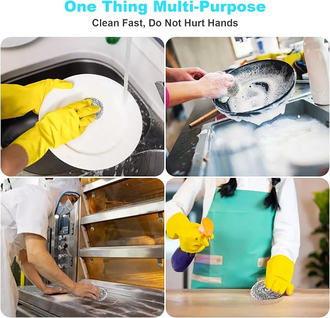 15 Pack Steel Wool Scrubber, Metal Kitchen Scrubbing Sponges, Dishwashing Scouring Pads Heavy Duty, Premium Stainless Steel Scrubbers for Cleaning Dishes Pots and Pans Bathroom Oven (Sliver) by VOPTON