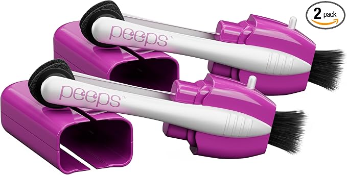 Peeps Glasses Cleaner - for Eyeglasses, Reading Glasses, and More - Lens Cleaner with Carbon Microfiber Tech-Injected Purple-2 Count (Pack of 1)