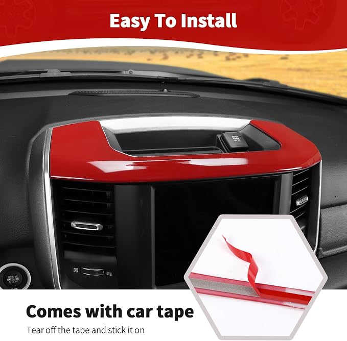 for RAM Center Dashboard Storage Bin Trim Cover Fit for RAM 2018-Present Red Interior Accessories