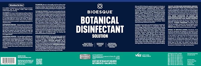 Bioesque Botanical Disinfectant Solution, Heavy Duty Broad-Spectrum Disinfectant, Kills 99.9% of Bacteria, Viruses*, Fungi, & Molds, 1 Gallon (Pack of 4)