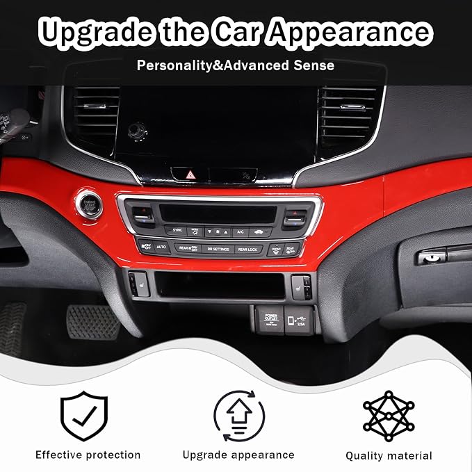 Center Console Dashboard Panel Strip Trim for Honda Pilot 2016-2022 Interior Decorative Cover Protector Accessories Anti Scratch ABS Material (Sport Red)