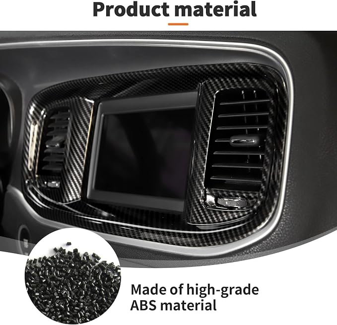 JWWY Charger Center Consoles Dash Board Trim Dashboard DVD Navigation Screen Frame Instrument Cover Trim for 2015-2024+Dodge Charger Interior Accessories Carbon Fiber