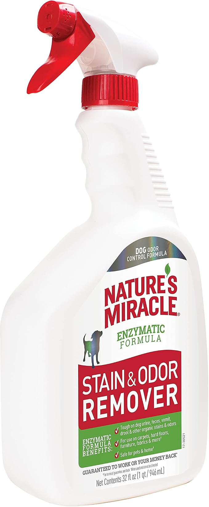 Nature’s Miracle Stain and Odor Remover Dog, 32 Ounces, Everyday Mess Enzymatic Odor Control Formula (Pack of 2)