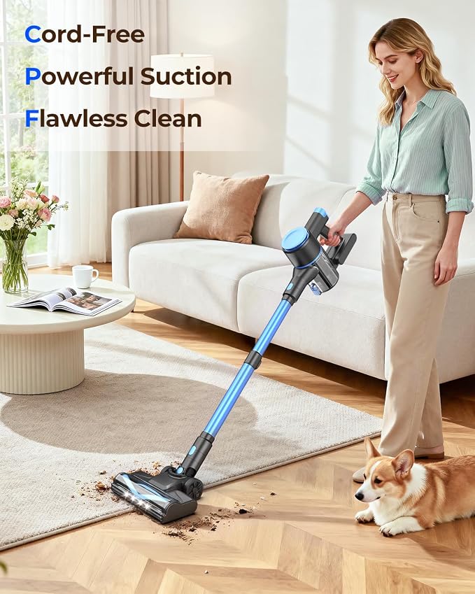 UML0 N8 Cordless Vacuum Cleaner,Lightweight Stick Vacuum with Powerful Suction,2200mAh Battery,40 Mins Runtime,Self-Standing, Rechargeable Vacuum Cleaners for Home Hardwood Floor Carpet Pet Hair