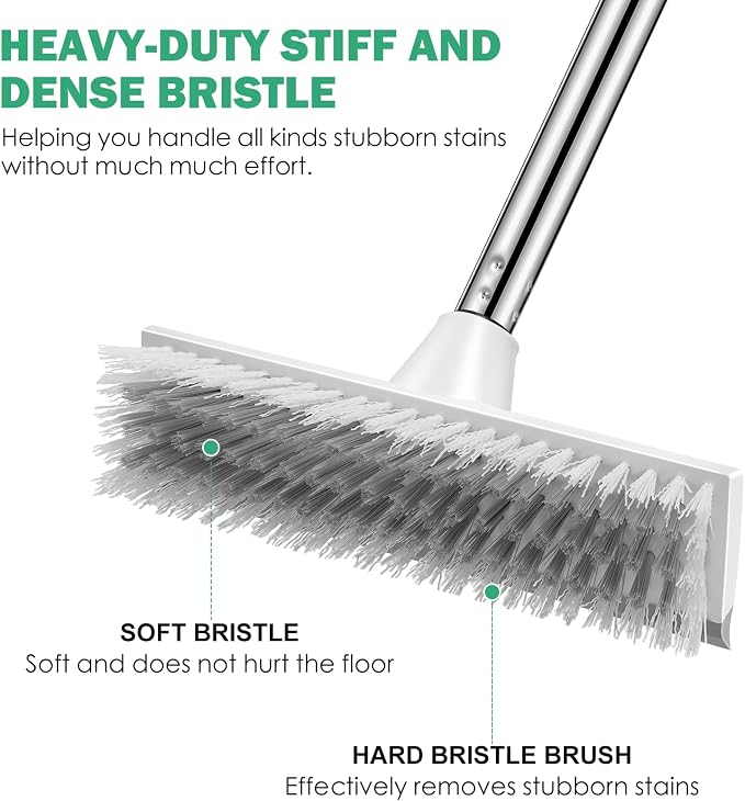 SetSail Floor Scrub Brush with 51-Inch Long Adjustable Handle 2 in 1 Scrape Brush Stiff Bristle Floor Scrubber for Cleaning Shower Bathroom Garage Kitchen Wall Deck Tub Tile | 2 in 1 Scrape Brush Stiff Bristle Floor Scrubber for Cleaning Shower Bathroo...