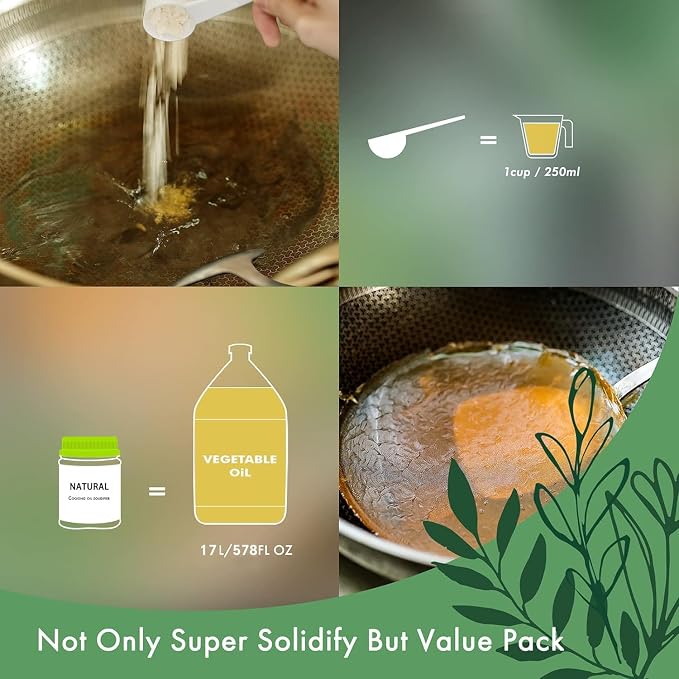 LaSyL Natural Cooking Oil Solidifier Powder, Harden Up to 2.25 Gallon of Fry Oil Away from Mess, 100% Plant-Based Hardener for Disposal, Value Pack 12 Oz （2 Pack）