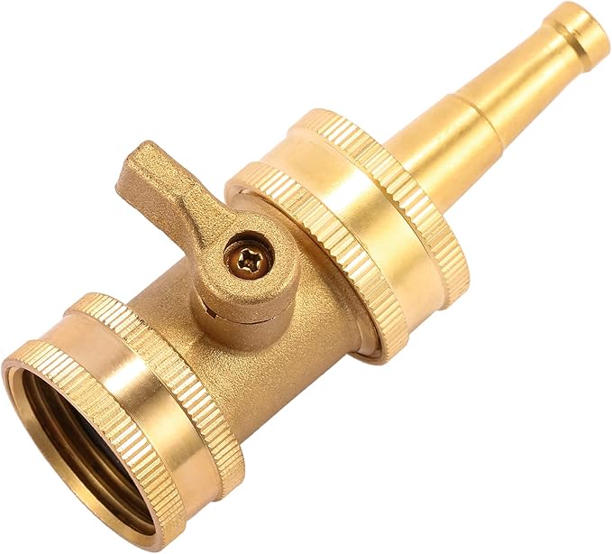Jet Nozzle Power Washer for Garden Hose | Heavy Duty Brass Jetnozzle with Garden Hose Shut off Valve, Water Hose Nozzle High Pressure Powerful Washer 3/4" GHT, 1 Set