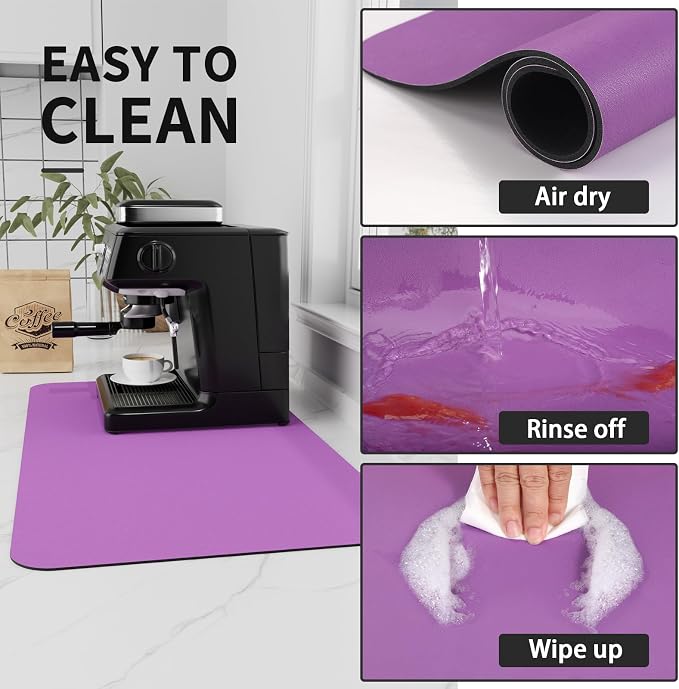 HotLive Coffee Mat - Absorbent Hide Stain Rubber Backed Dish Drying Mat for Kitchen Counter - Bar Mats for Countertops Accessories Fit Under Coffee Maker Espresso Machine