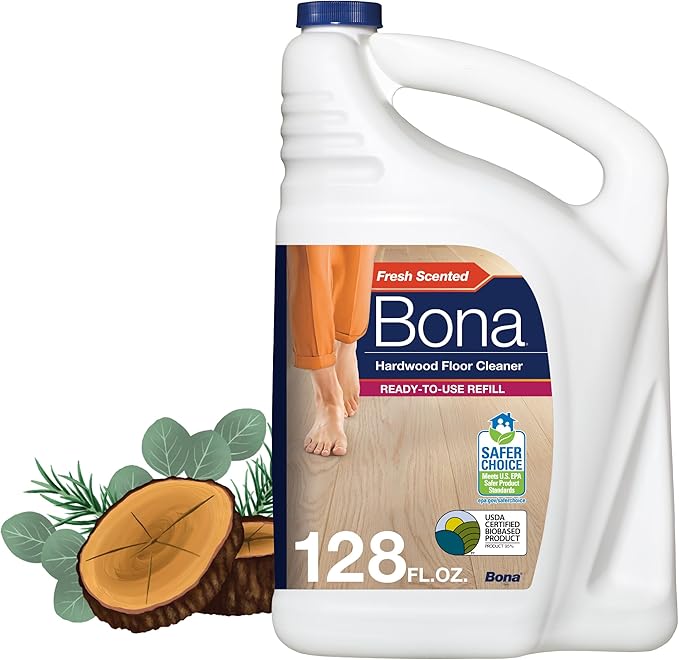 Bona Hardwood Floor Cleaner Refill - 128 fl oz - Cedar Wood Scent | Residue-Free Floor Cleaning Solution Spray Mop and Spray Bottle Refill - For Wood Floors