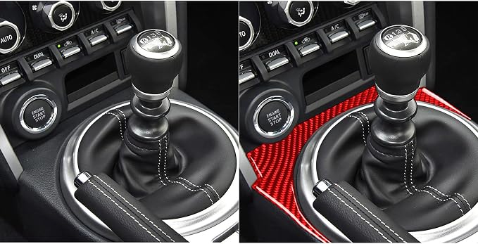 Real Carbon Fiber Trim Stickers Car Red Decals Gear Shift Surround Panel Accessories Compatible with Subaru BRZ/Scion FR-S/Toyota 86 2016 2017 2018 2019 2020