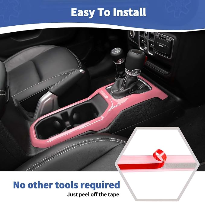 RT-TCZ for Wrangler JL Dash Trim Cover Pink, Gear Shift Panel Trim Frame for Jeep Wrangler JL JLU Gladiator JT 2018-2023 Pink Interior Accessories 3pcs