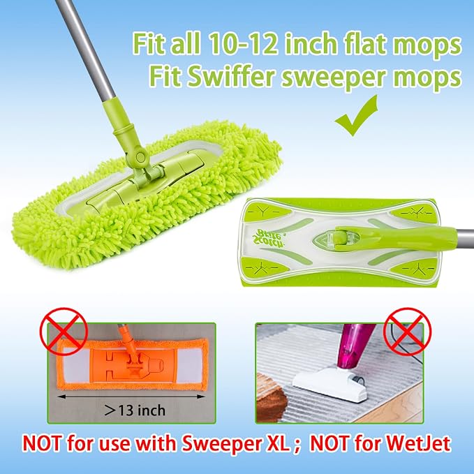 Unoutur Reusable Dry Sweeping Cloths Microfiber Wet Mop Pads Compatible with Swiffer Sweeper Mop Replacement Sweeping Mopping pad Refills for Hardwood Surface Floor Cleaning (8PCS)