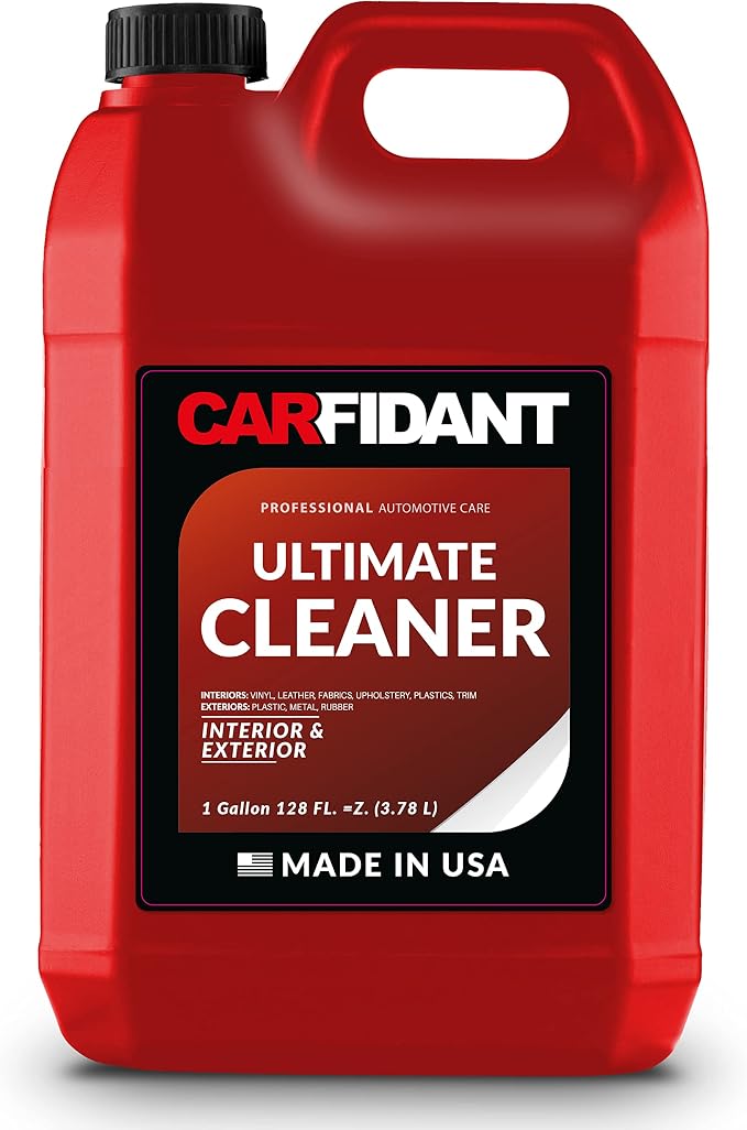 Carfidant Car Interior Cleaner – Stain Remover & Odor Eliminator – No Residue Finish – Safe on Leather, Fabric, Carpet & Plastic – Detailing Spray with Microfiber Towel – 128oz