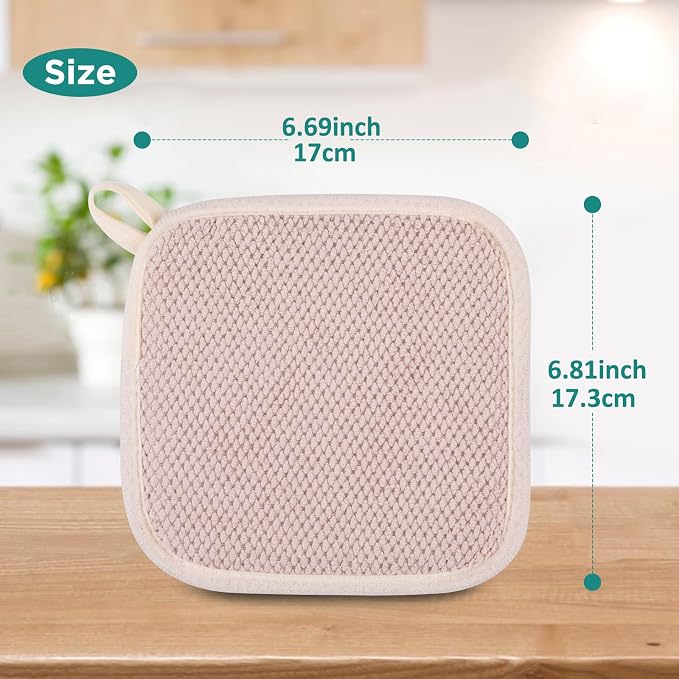 GeeRic Microfiber Dish Drying Mat, Super Absorbent Kitchen Dish Drying Pad, Reversible Gift Mats for Countertop, 7 * 7 inch Beige