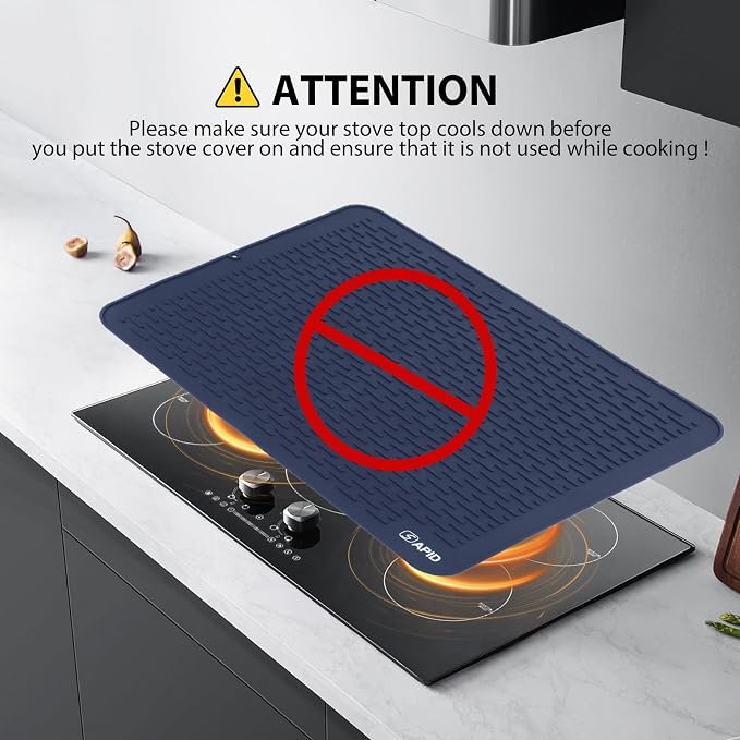 Extra Large 30 x 24 Inch Silicone Dish Drying Mat for Dish Drying Rack, Easy Clean Silicone Drying Mat for Kitchen Counter, Non-Slip Dish Drain Mat , Heat Resistant Silicon Dish Mat, Navy Blue, SAPID