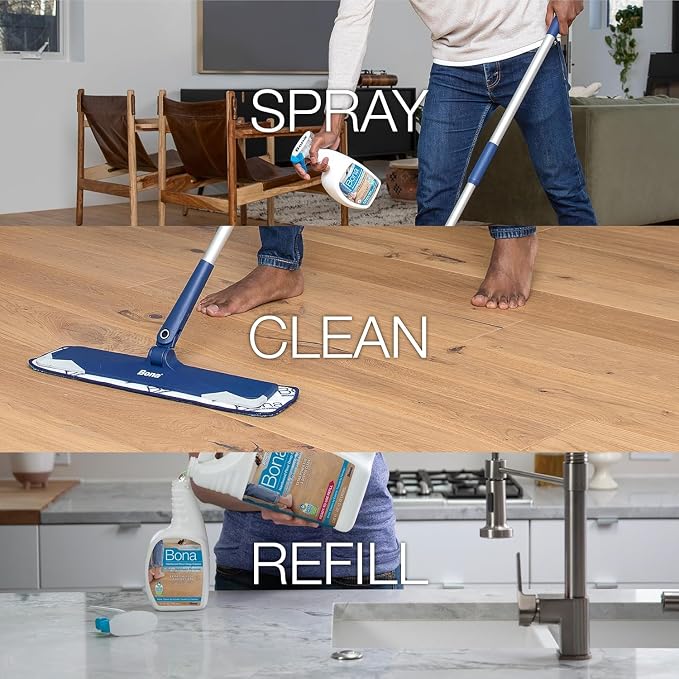 Bona PowerPlus Hardwood Floor Deep Cleaner Spray - 32 fl oz - Refillable | Oxygenated Formula and Residue-Free Floor Cleaning Solution - for Wood Floors