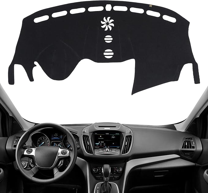 Dashboard Cover Dash Mat Fit for Fo-rd Escape 2019-2013 (Without HUD Models),Car Dash Board Mat Anti-Glare Carpet,Non-Slip Pad Sunshield Protector (Black)