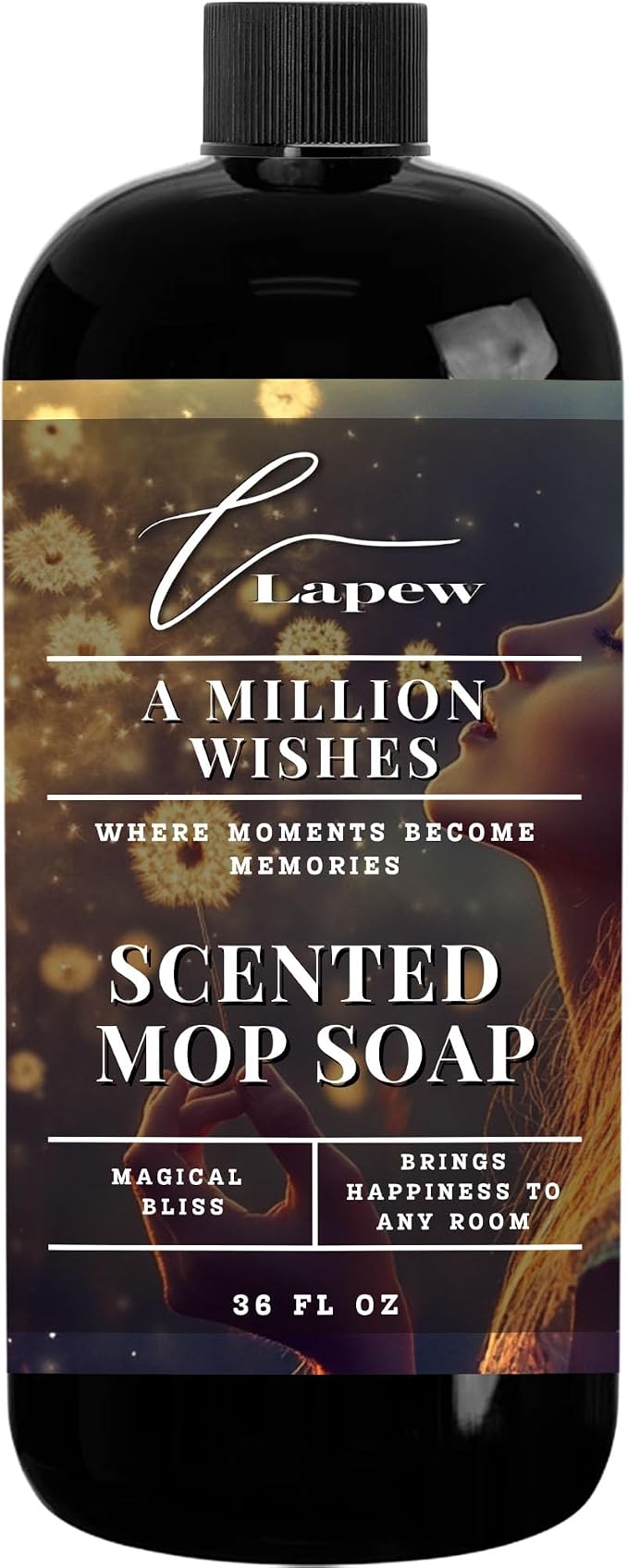 Lapew A Million Wishes Scented Mop Soap - Luxury Floor Cleaner Concentrate for Mopping Tile, Laminate, Vinyl & Hardwood | Streak-Free, Low-Foam | 36 oz