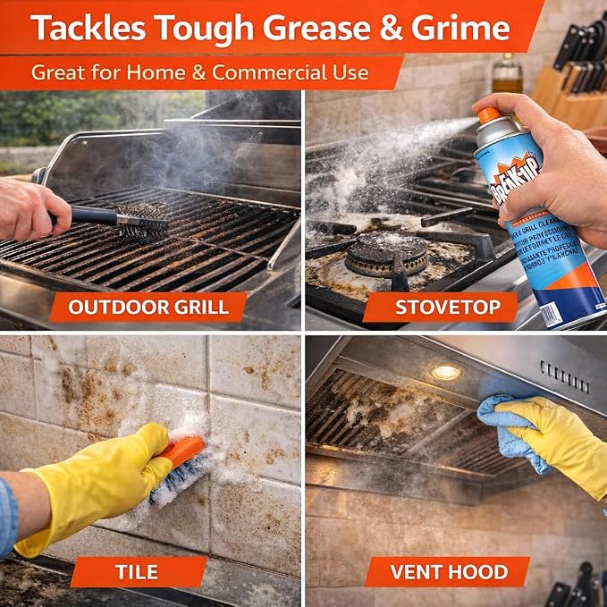Diversey Break-Up Oven & Grill Cleaner, Aerosol Spray, 19 oz, 6 Pack | Heavy Duty Degreasing, Baked On Grease Removal, Ovens and Grills, Vent Hoods and Flat Tops