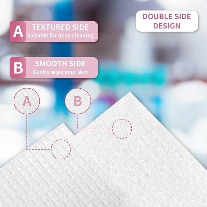 Disposable Face Towels, Extra Thick, 40 Count, Natural, Skin Cleansing Wipes