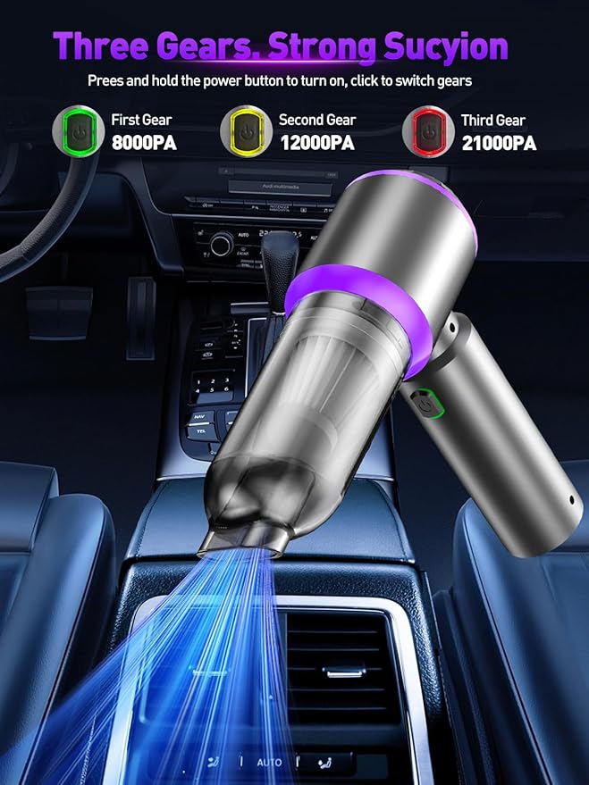 Vacuum/Air Duster 80,000RPM Super Power Mini Car Vacuum Cleaner | 4-in-1 air Blower Gun Air Duster & Air Blower & Pump Hand Electric air Duster Handheld dust Blower Blower Cordless