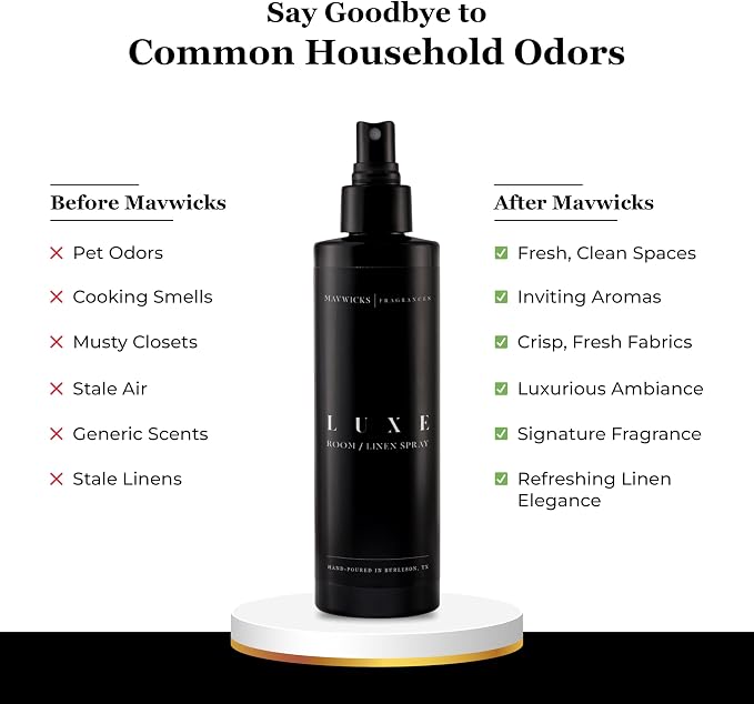 Mavwicks Fragrances - (Luxe) Linen & Room Spray (8oz) – Bedroom & Home Fragrance Mist, Long-Lasting Freshness To Brighten Up Your Space, Fabric & Air Freshener, Aromatherapy Scent Spray