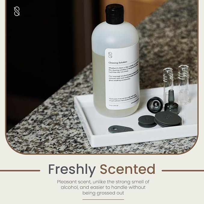Session Goods Glass Cleaning Solution 16Oz Scented with Cotton Swabs | Glass Pipe Cleaner, Water Pipe Cleaner Cleans Metal, Silicone, Ceramic & Resin Remover, Destroy Wax, Oil & Stinky Debris