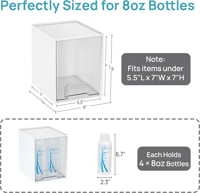 Vtopmart 2 Pack Stackable Storage Drawers, Plastic Organizers Bins for Baby Bottles, Skincare, Beauty Supplies, Ideal for Vanity, Bathroom, Kitchen Countertop, Cabinet Orga