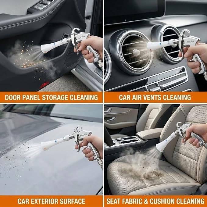 Tornado Car Cleaning Gun with Adjustable Air Flow Nozzle, Air Blower Gun for Car Detailing, High Pressure Dry Cleaning Gun Quickly Blasts Dust & Dirt Works with Air Compressor
