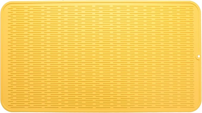 MicoYang Silicone Dish Drying Mat for Multiple Usage,Easy clean,Eco-friendly,Heat-resistant Silicone Mat for Kitchen Counter or Sink,Refrigerator or Drawer Liner Yellow 4XL 32 inches x 18 inches