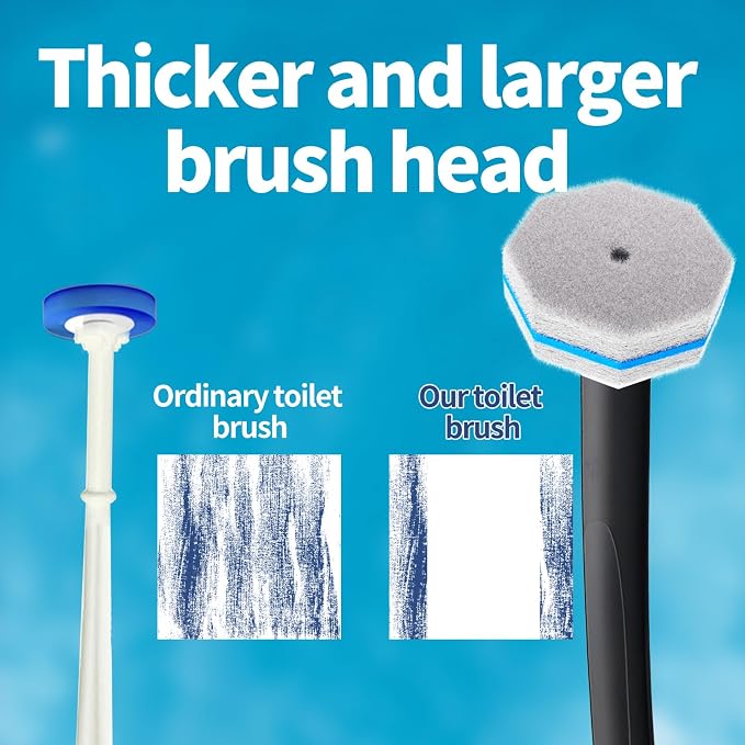 Disposable Toilet Brush with 50 Cleaner Refills Pads，Wall Mounted Toilet Bowl Holder Set，Toilet Cleaning System Starter Kit，Bathroom Cleaning System for Sink Bathtub Wash Basin