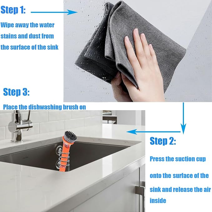 Soap Dispensing Palm Brush Holder Sink Sponge Dish Brush Holder for Kitchen Brush Dish Brush with Soap Dispenser Pot with a Traceless Suction Cup