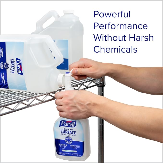 Purell Healthcare Surface Disinfectant, Fragrance Free, 1 Gallon Surface Disinfectant Pour Bottle Refill - 4340-04, 128.0 fl oz, Clear (Pack of 4)
