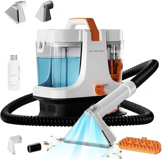 Starrybot Upholstery Cleaner Machine, 18Kpa Pet Stain Extractor | Portable spot cleaner for carpets, sofas, car interiors, and pet stains with strong 18Kpa suction power.