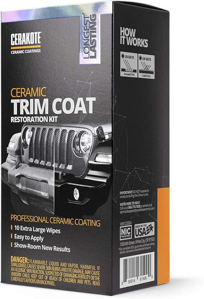 CERAKOTE® Ceramic Trim Coat Kit - Quick Plastic Trim Restorer - Ceramic Coating Guaranteed Restoration to Last Over 200 Washes – A Ceramic Coating, Not a Dressing | Quick Trim Restorer, Guaranteed Restoration Over 200 Washes, Ceramic Coating Not a Dres...