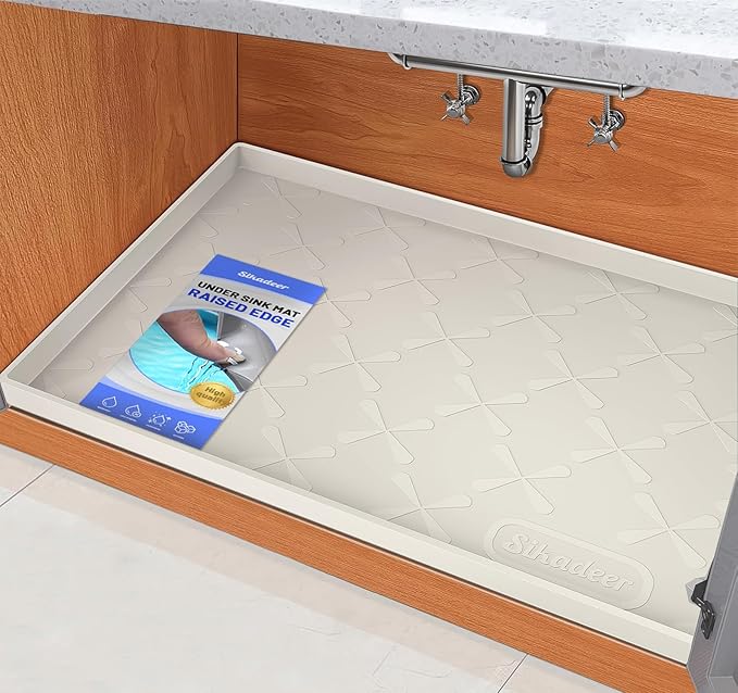 SIKADEER 31" x 22" Under Sink Mat Waterproof, Silicone Mat Kitchen Drawer Shelf and Cabinet Liner, Sink Protector for Kitchen Organizers and Storage, Boot Tray Pet Food Mats