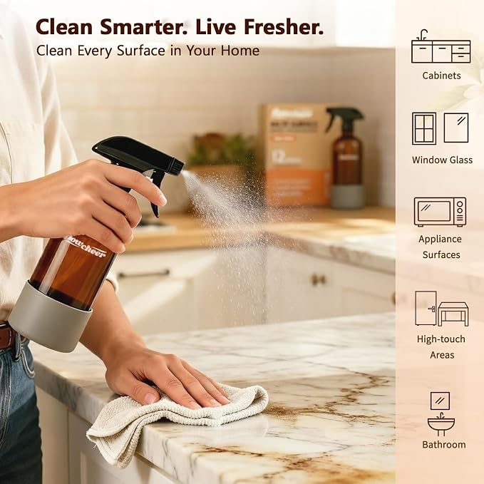 flowcheer Multi Surface Cleaner Refills -12 Pack All Purpose Cleaning Refill Tablet-Makes 192 fl oz Bottles of Spray Cleaner for Household&Kitchen Cleaning (Citrus)