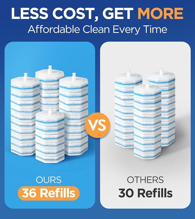 36 Count Toilet Wand Refills For Clorox Toilet Wand, 5X Cleaning Power Toilets Bowl Cleaners With Exclusive Formula, High-Density Disposable Toilets Brush Scrubber - No Falling Apart, Fresh Fragrance