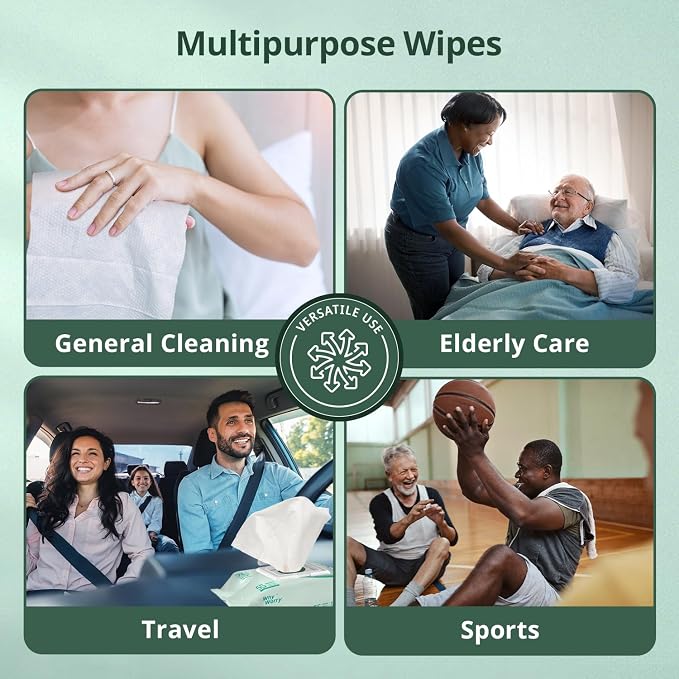 WhyWorry Extra Large Wet Wipes for Adults, 8" x 12", Unscented, 660 Count | Body Cleansing Wipes for Elderly & Incontinence, Extra Thick Disposable Washcloths with Aloe & Vitamin E, Rinse Free