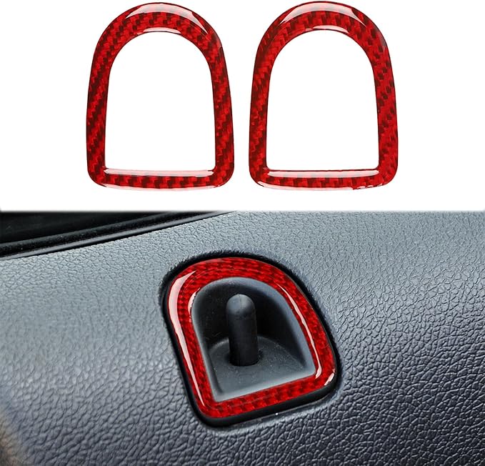 Real Carbon Fiber Trim for Ford Mustang Accessories | for 2009 2010 2011 2012 2013 2014 Inner Door Lock Pin Panel Frame Interior Thick Overlay Decal