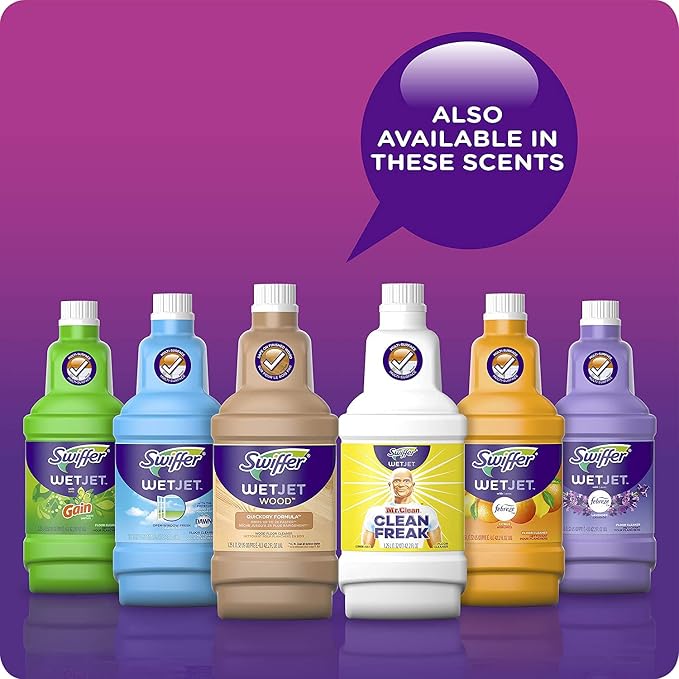 Swiffer Wetjet Hardwood Floor Mopping and Cleaning Solution Refills, All Purpose Cleaning Product, Open Window Fresh Scent, 1.25 Liter, 2 Pack (Packaging may vary)