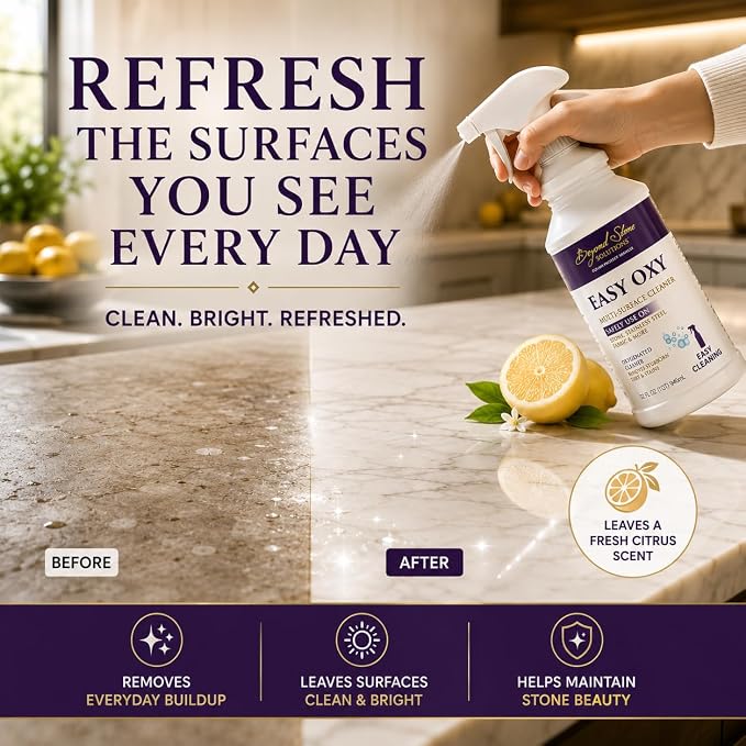 pH Neutral Stone Cleaner for Quartz, Marble, Quartzite & Natural Stone Countertops, Daily Care Formula for Surfaces That Require Special Care, Safe Stone Countertop Cleaner for Everyday Use, 32 oz