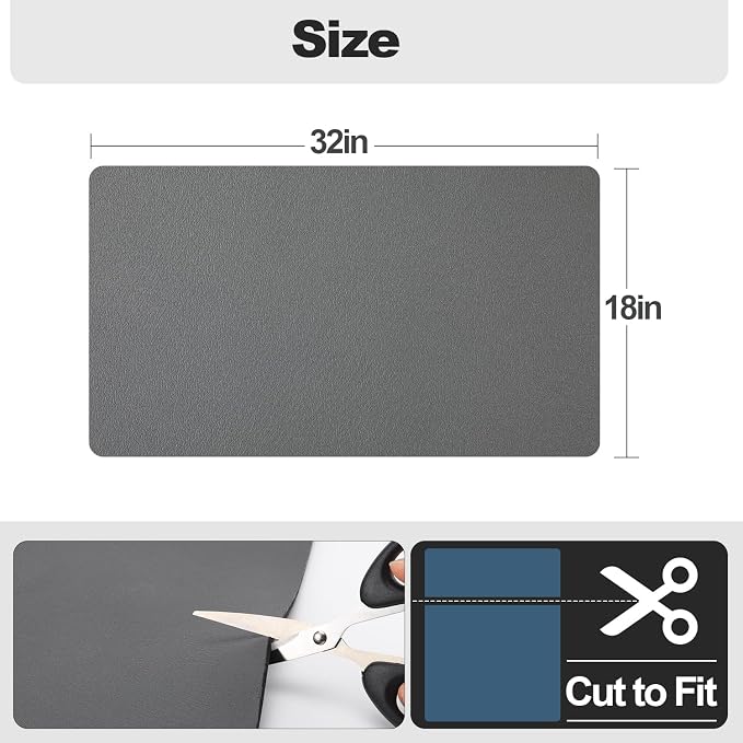 Ecotrim - Dish Drying Mat for Kitchen Counter | Coffee Bar Mat for Countertops | Heat Resistant Drainer Mat with Non-slip Rubber Backed | Hide Stain Kitchen Absorbent Draining Mat | Dark Grey 18"x32"