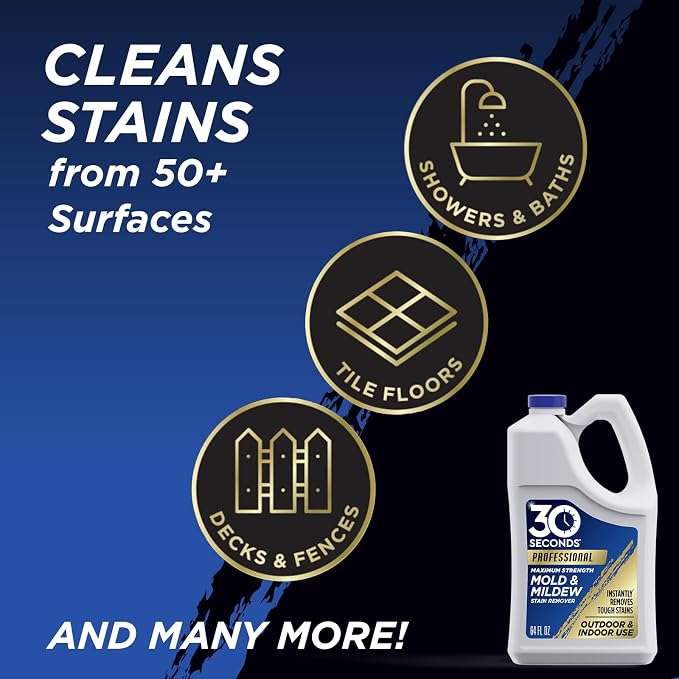 30 SECONDS Pro Mold and Mildew Stain Remover | Scrub Free | Brighter Results Instantly | Ready To Use Refill | 128 fl. oz. (2 PACK)
