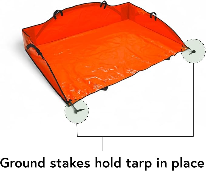 Leaf Tarp for Fast Yard Cleanup –Leaf Collection Tarp with 6 Handles & Ground Stakes – Lawn Leaf Bag for Raking, Garden Debris & Yard Waste Removal, Wind Proof, 4’ x 6’ Capacity