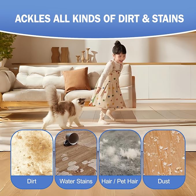 6 Pack Reusable Mop Pads Compatible with Swiffer Sweeper, Dry Sweeping Cloths & Wet Mopping Cloths - Microfiber Mop Pads for Hardwood Floors, Floor Cleaning, Wood Floors (Blue)