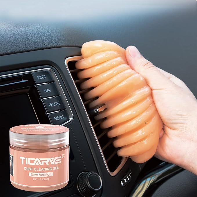 TICARVE Cleaning Gel for Car Detail Putty Car Vent Cleaner Upgrade Orange | Universal Tiny Crevices Gel, Car Interior Cleaning Putty, Auto Detail Tools, Car Dust Cleaning Mud, Keyboard Cleaner Slime