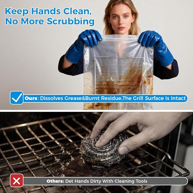 4 Pack Extra Large Oven Rack Cleaning Bags (31.4''X39.3'') – Heavy Duty Reusable Deep Soak Bags for BBQ Grill, Easy Oven Rack Cleaner for Home Kitchen, Removes Grease & Grime